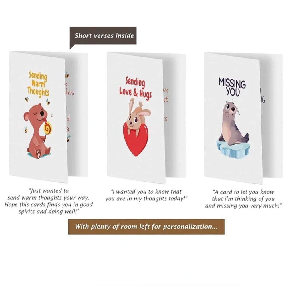 Cute Animal Thinking of You Cards 23 Cards And Envelopes